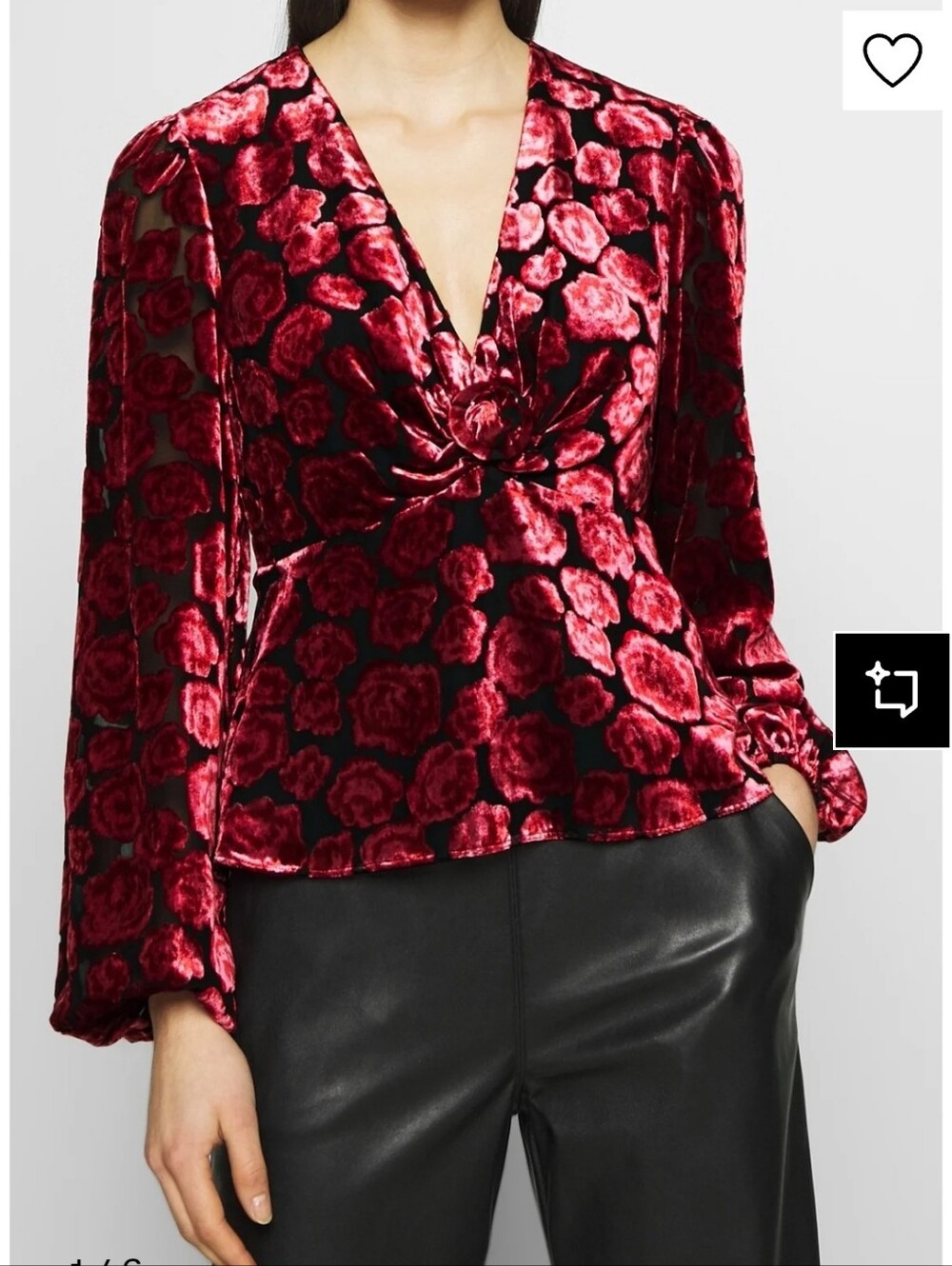 The Kooples V-Neck Draped Top with Oversized Sleeves Blouse